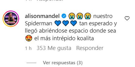 Comentario de Alison Mandel en la foto de Pedro Ruminot
