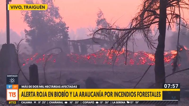 Incendios en la zona sur del país.