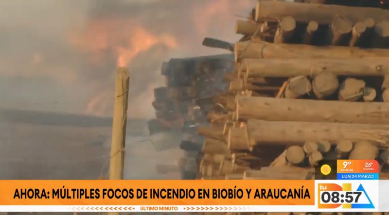 Incendios en la zona sur del país.