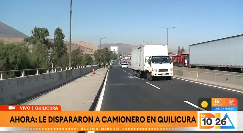 Robo de camión termina en balacera en la comuna de Quilicura.