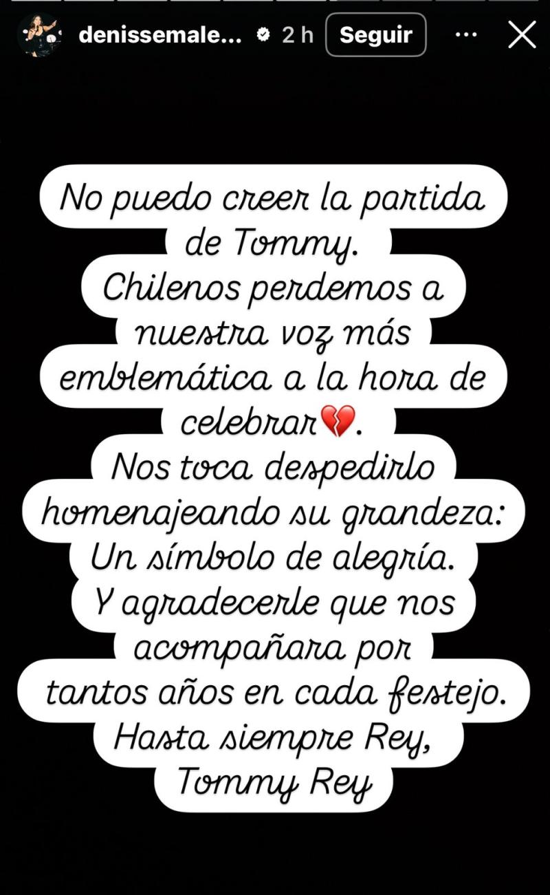 Denisse Malebrán despide a Tommy Rey - Instagram