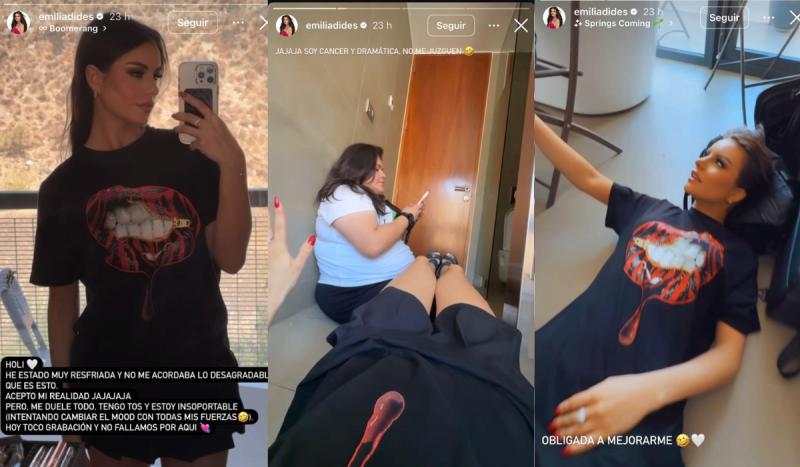 Emilia Dides en sus historias de Instagram.