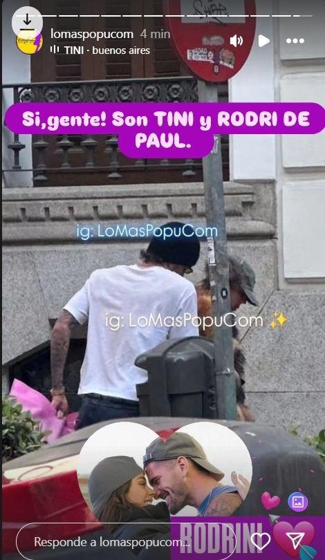 Tini junto a Rodrigo de Paul