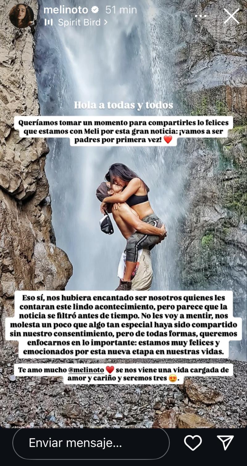 Melina Noto reacciona a mensaje de Pangal Andrade - Instagram