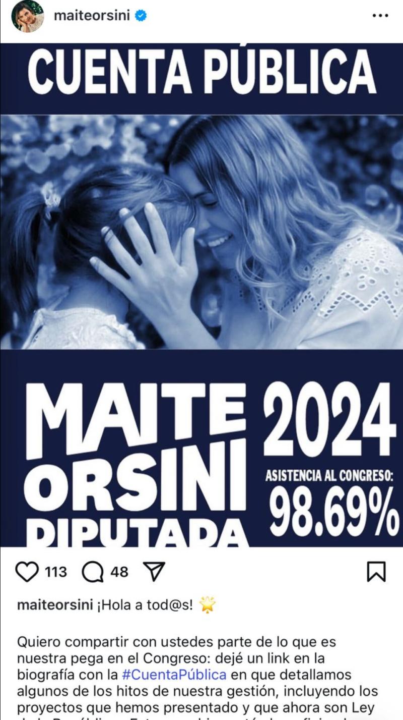 Publicación borrada por Maite Orsini - Instagram