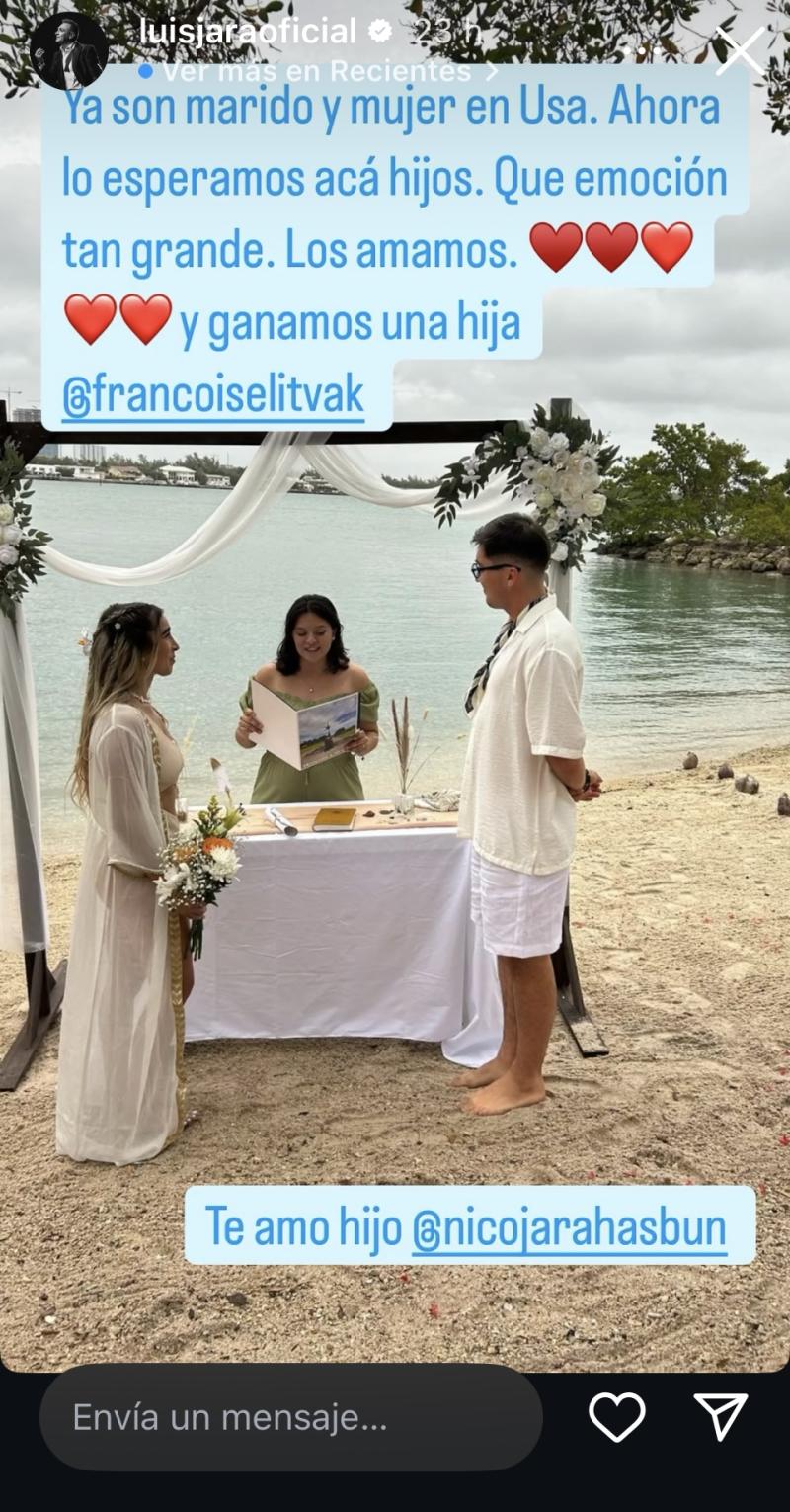 Hijo de Luis Jara se casó en Estados Unidos - Instagram