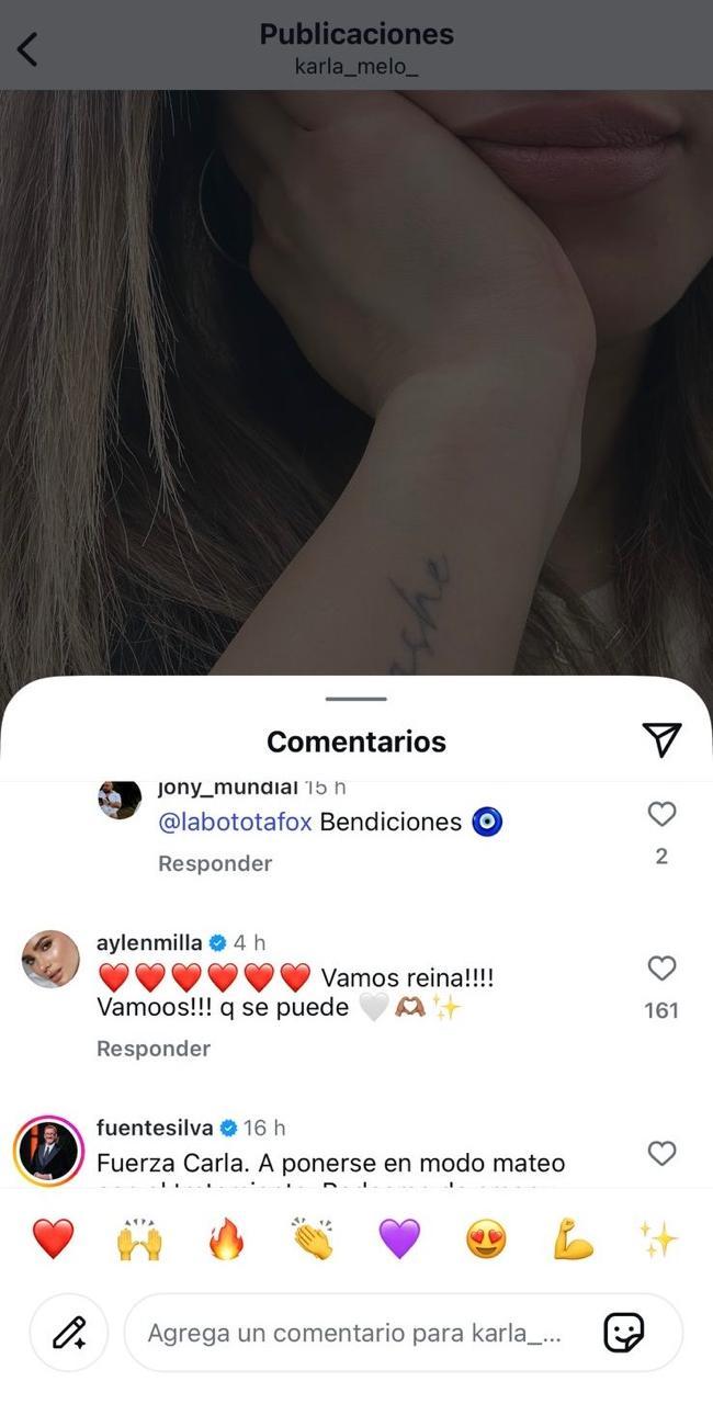 Aylén Milla escribe a Karla Melo.