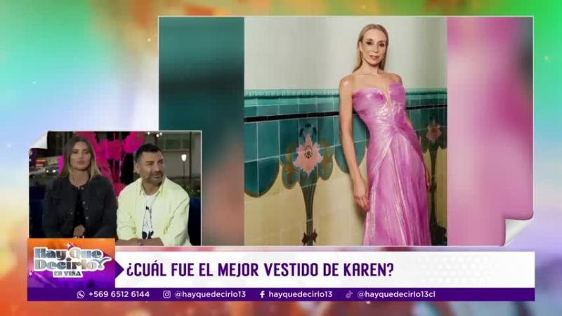 Vestido rosado usado por Karen Doggenweiler en el Festival de Viña 2025