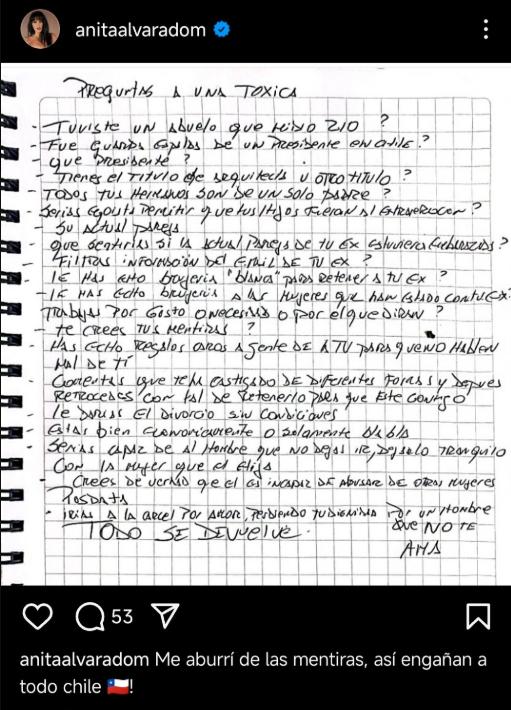 Publicación de Anita Alvarado | Fuente: Twitter