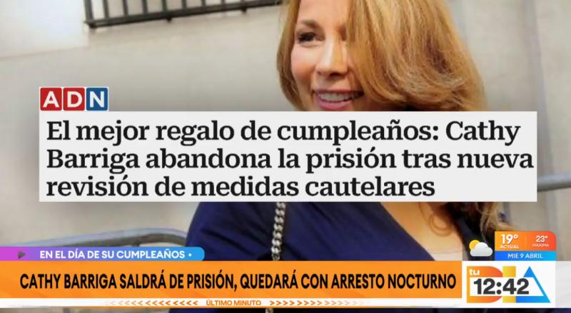Cathy Barriga vuelve al arresto domiciliario.