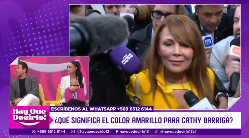 Cathy Barriga llega vestida de amarillo a tribunales.