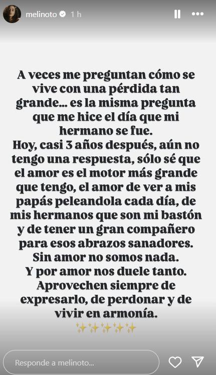 Historia de Melina Noto | Instagram