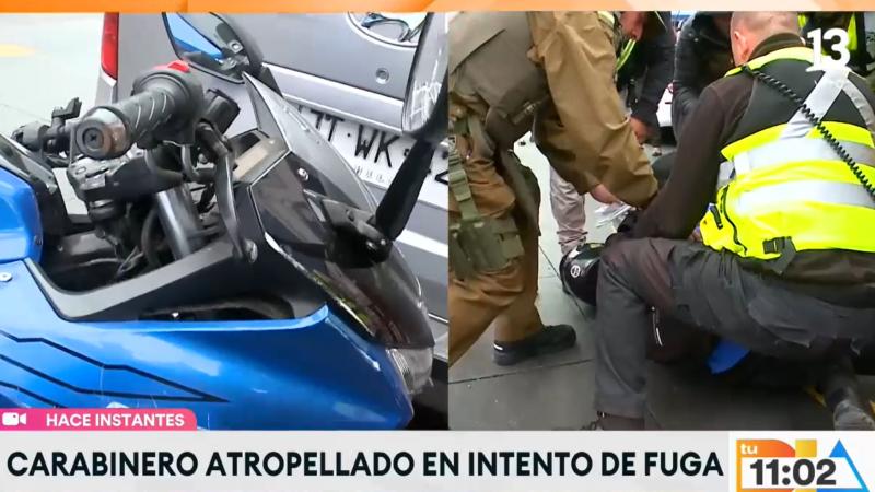Motociclista intentó fugarse de fiscalización y chocó violentamente a carabinero en Estación Central