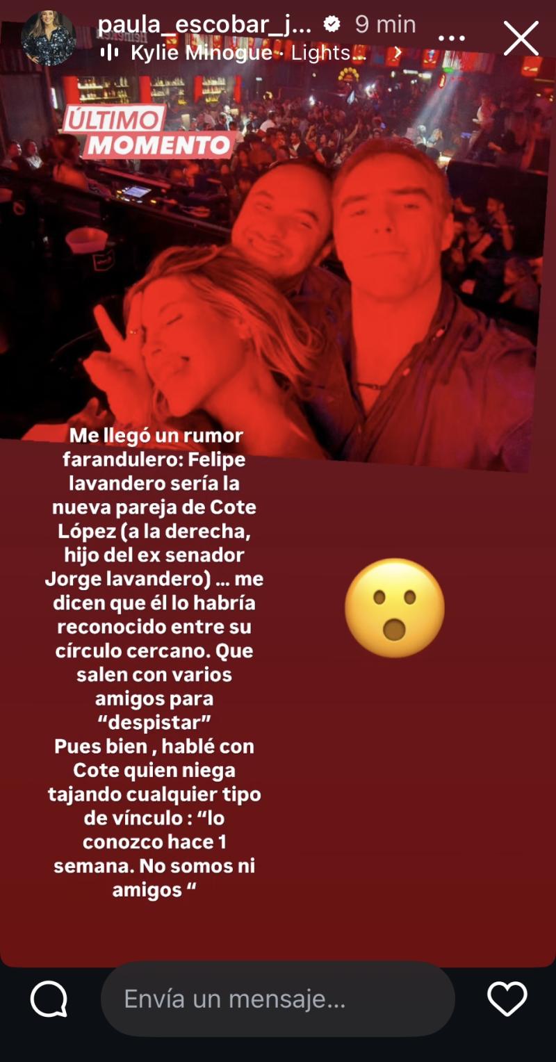 Coté López vinculada con Felipe Lavandero - Instagram