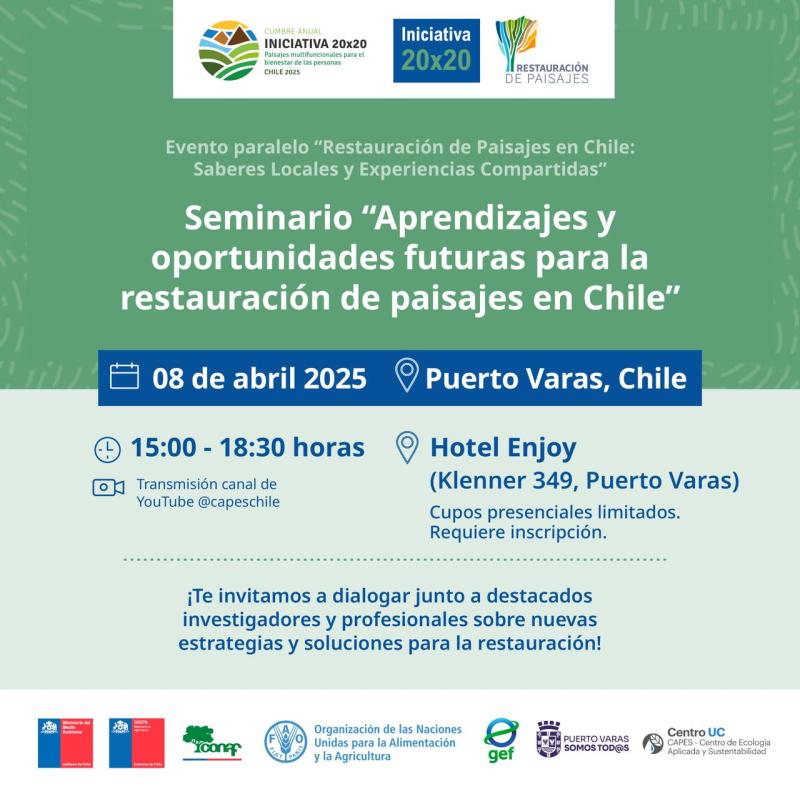 Seminario en Puerto Varas invitará a reflexionar sobre la importancia de restauración de paisajes