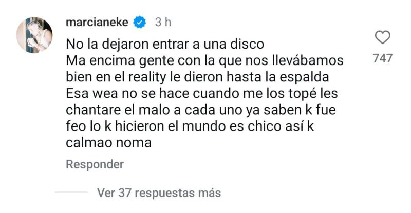 Comentario de Marcianeke en Instagram