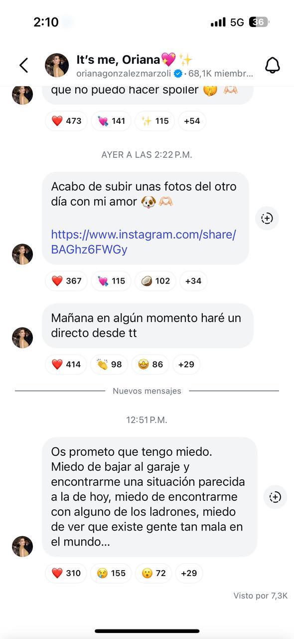 Oriana Marzoli - Instagram, canal de difusión