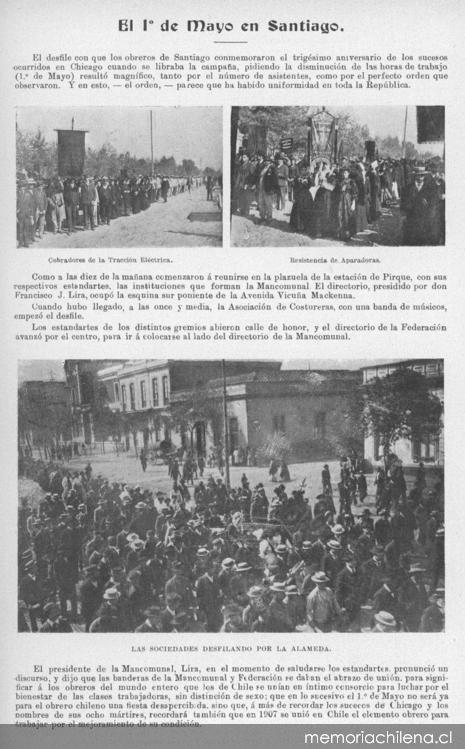 El primero de mayo en Santiago, 1907. Créditos: Memoria Chilena.