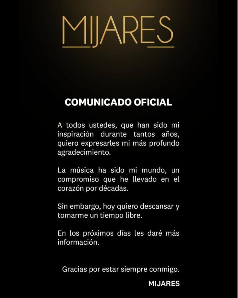 Mijares / Créditos: IG @oficialmijares