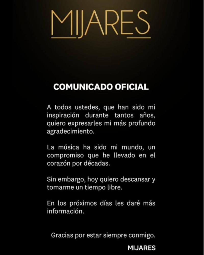 Mijares / Créditos: IG @oficialmijares