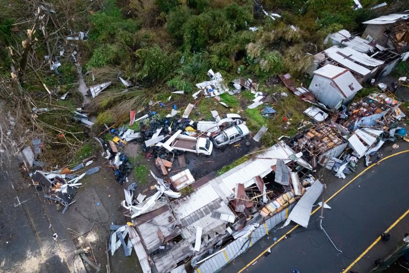 Imagen aérea de los efectos del tornado en Puerto Varas. Créditos: Agencia UNO.