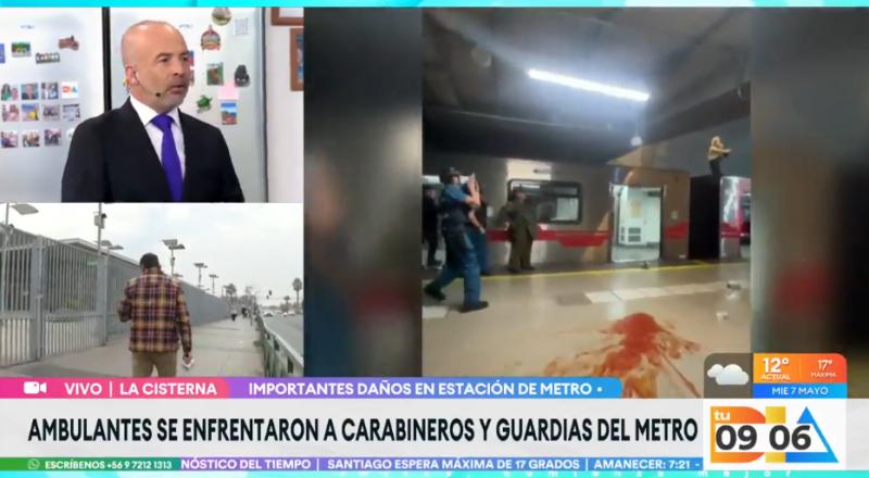 Vendedores ambulantes se enfrentaron a Carabineros y guardias en estación de metro.