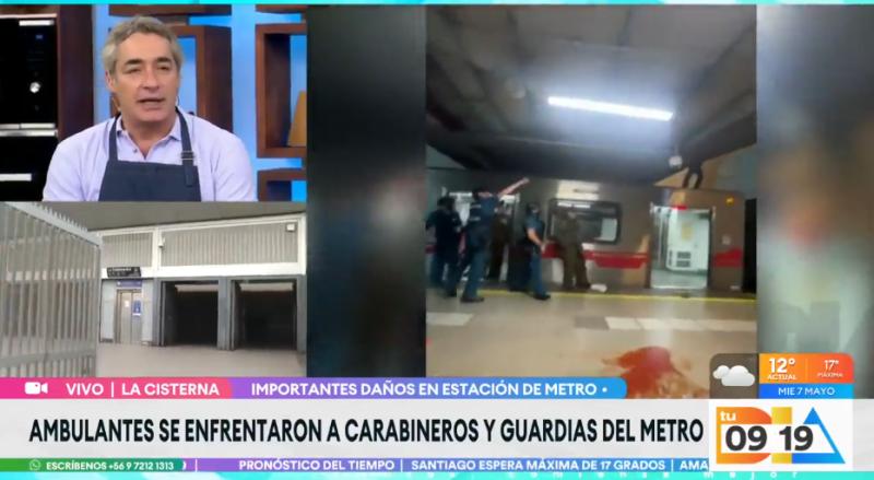 Vendedores ambulantes se enfrentaron a Carabineros y guardias en estación de metro.