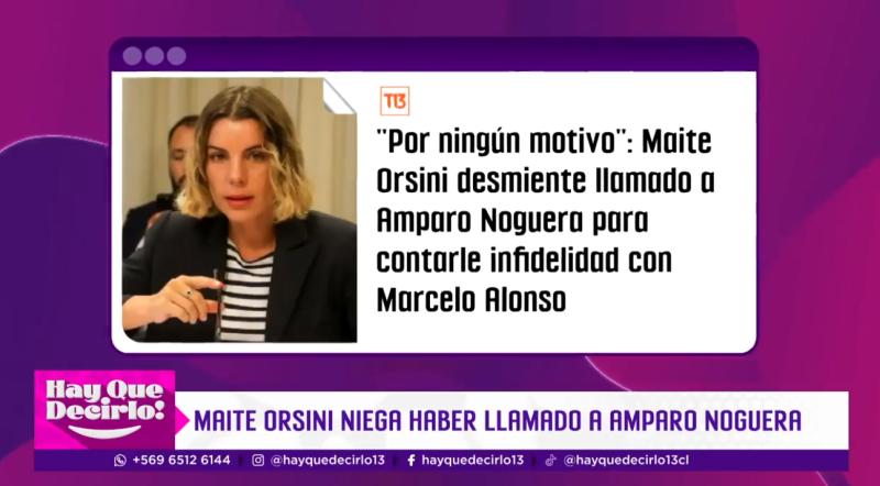 Maite Orsini rompe el silencio y habla de la supuesta llamada a Amparo Noguera.