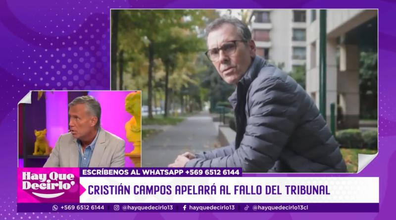Cristián Campos apelará tras fallo en su contra.