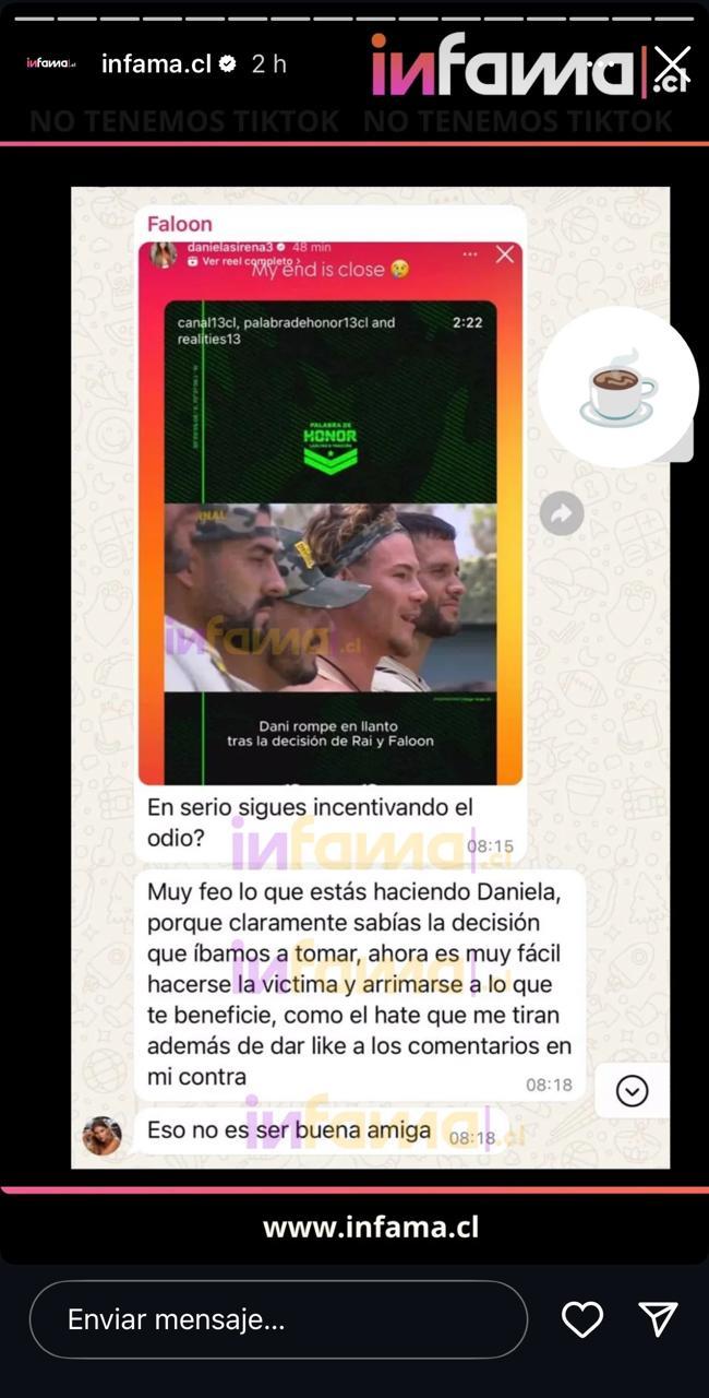 Faloon escribe largo mensaje a Daniela Requena.