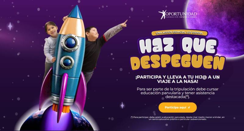 Niños chilenos podrán ganar un viaje a la NASA participando en concurso nacional. Créditos: Haz que despeguen.