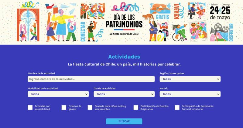 Buscador del Día de los Patrimonios 2025. Créditos: Screenshot.