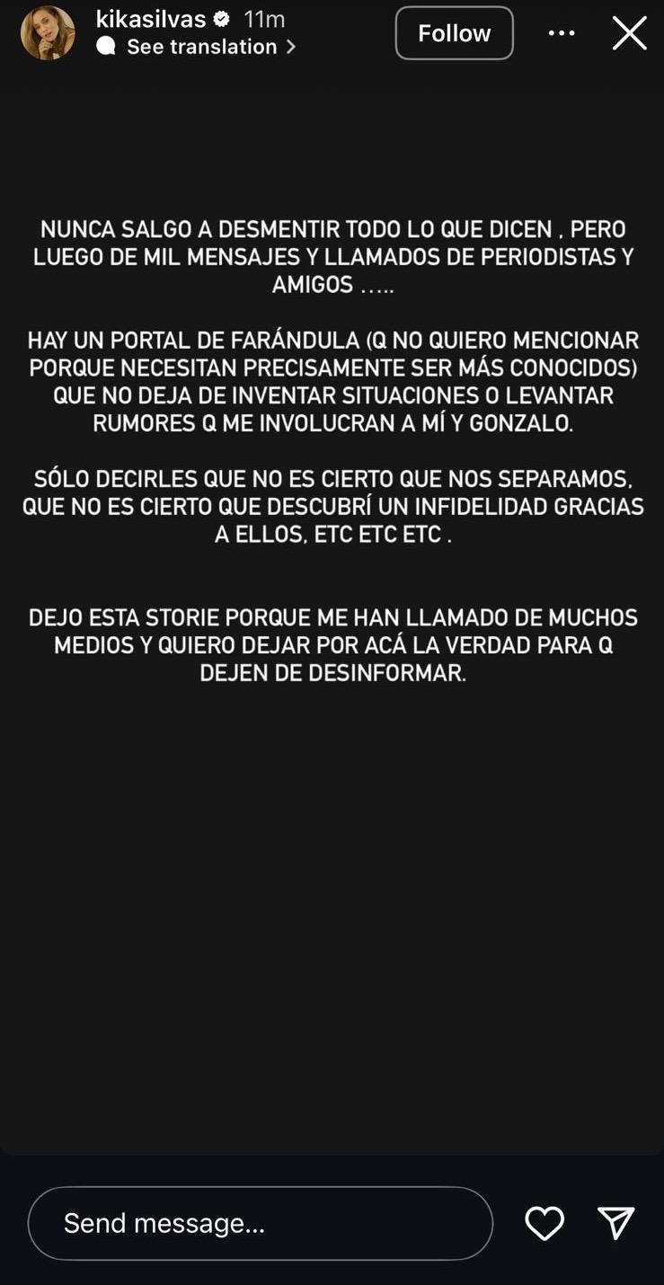 Historia de Kika Silva - Instagram