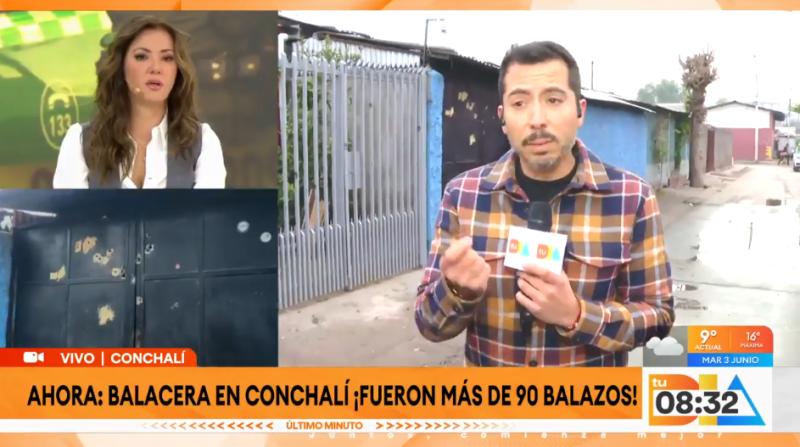 Balacera en Conchalí termina con cinco casa co impactos balísticos.