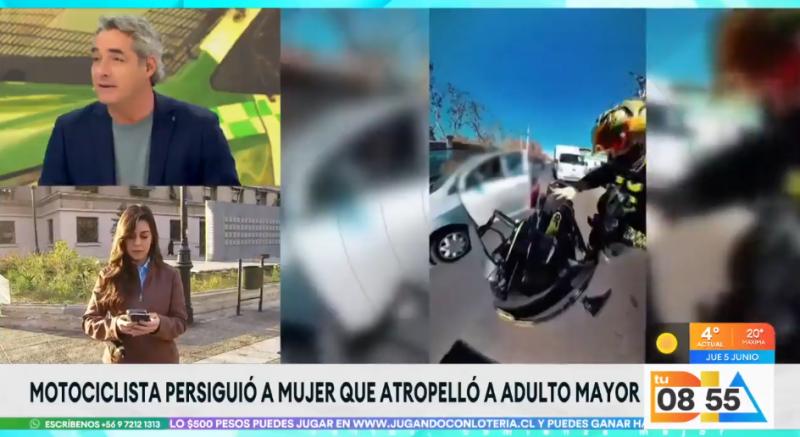 Motociclista persiguió a conductora que atropelló a adulto mayor.