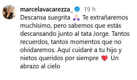 Comentario de Marcela Vacarezza a la madre de Rafael Araneda | Instagram