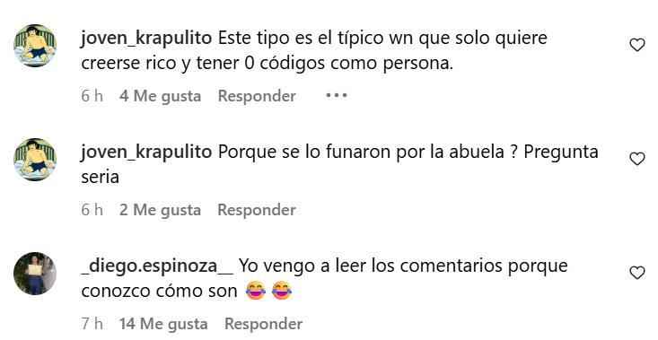 Captura Instagram - Críticas contra Alan Didier