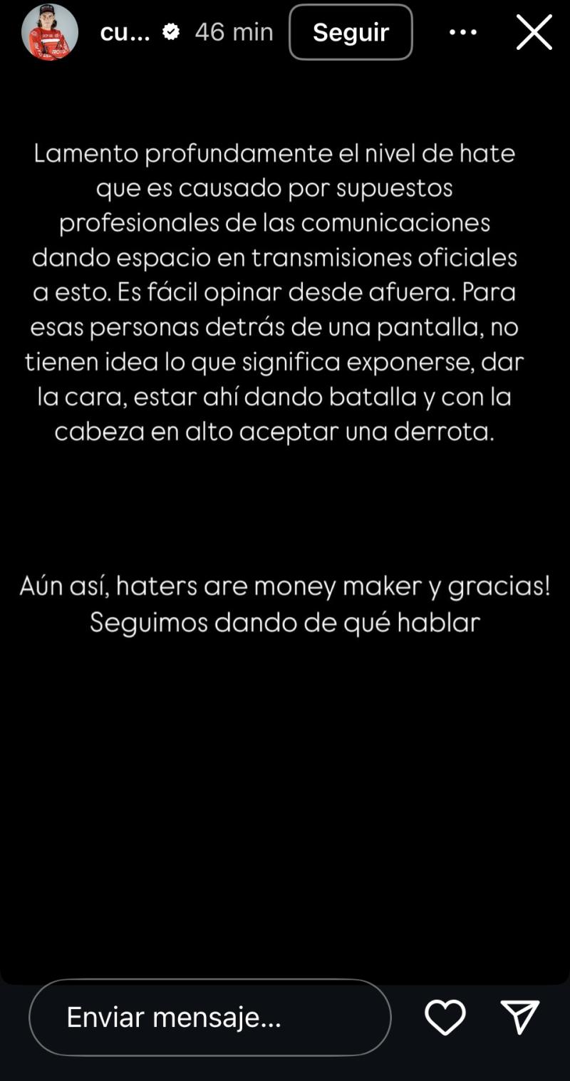 Historia de Instagram del hermano de Raimundo Cerda
