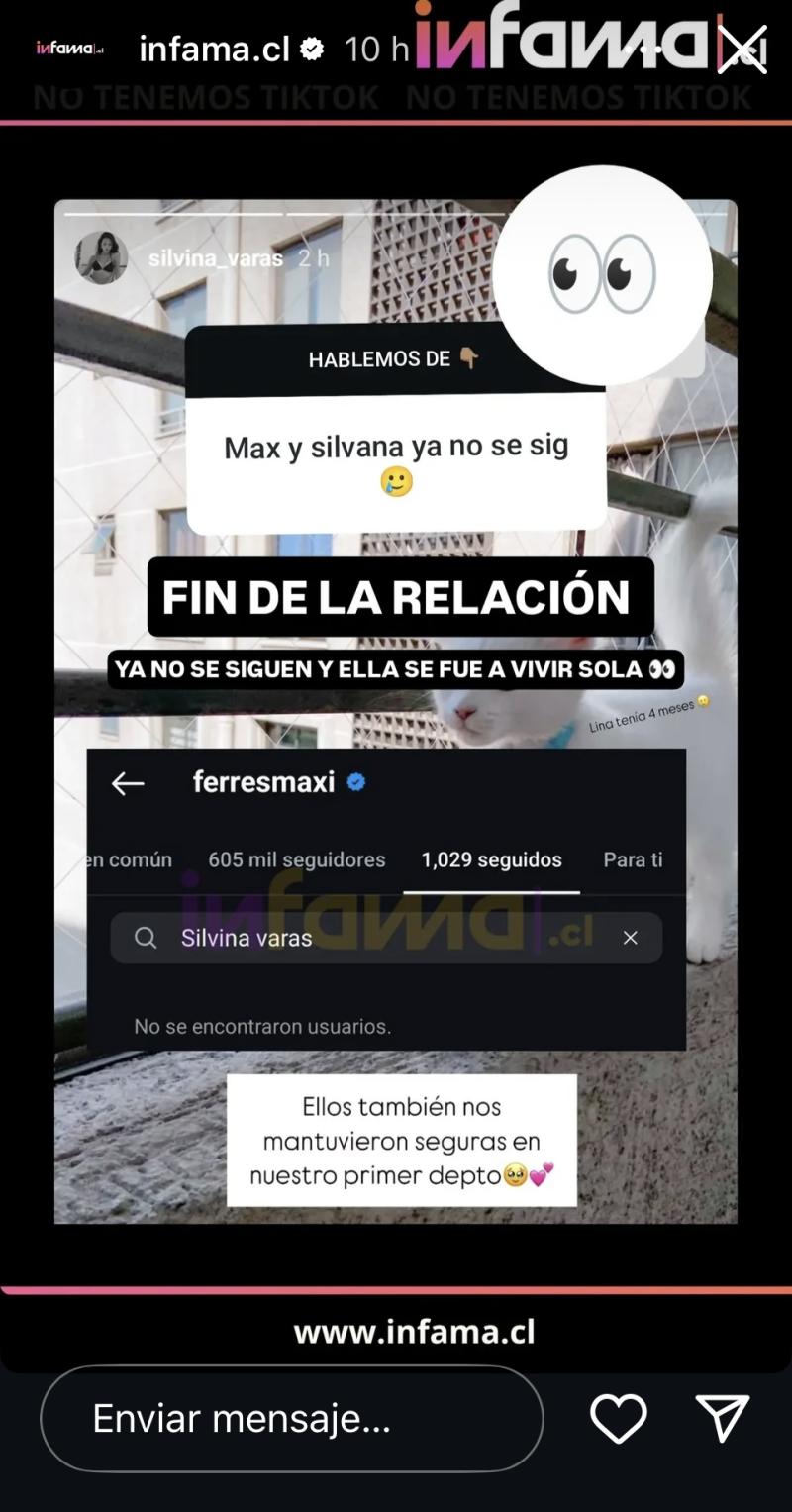 Reportan el fin de la relación entre Silvina Varas y Max Ferres - Instagram