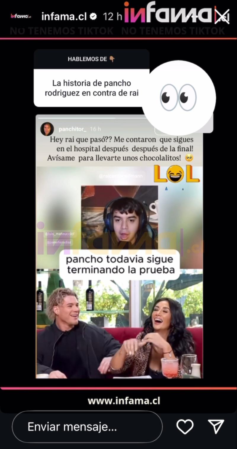 Historia de Pancho Rodríguez sobre Raimundo Cerda - Instagram
