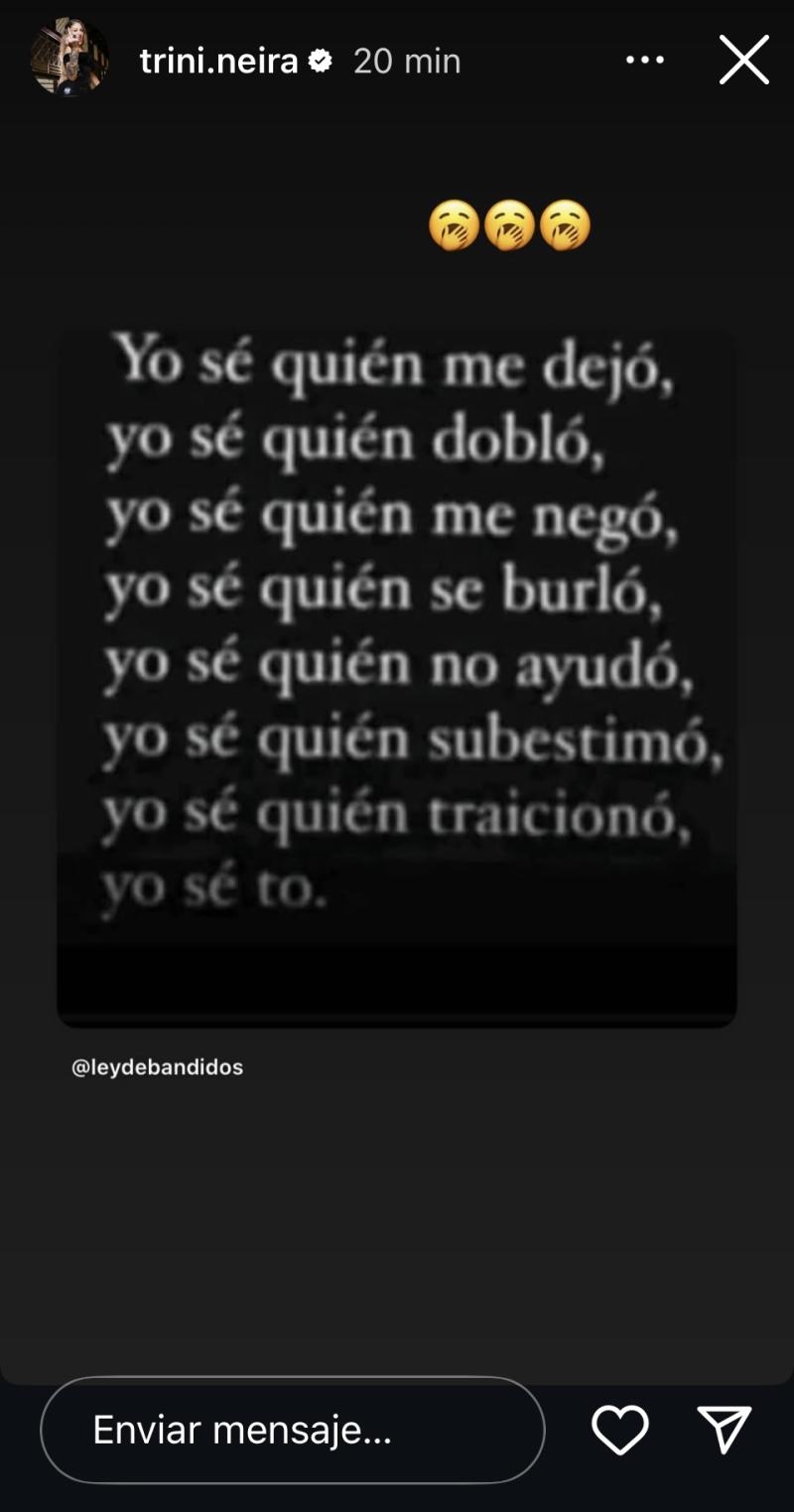 El enigmático mensaje de Trini Neira - Instagram