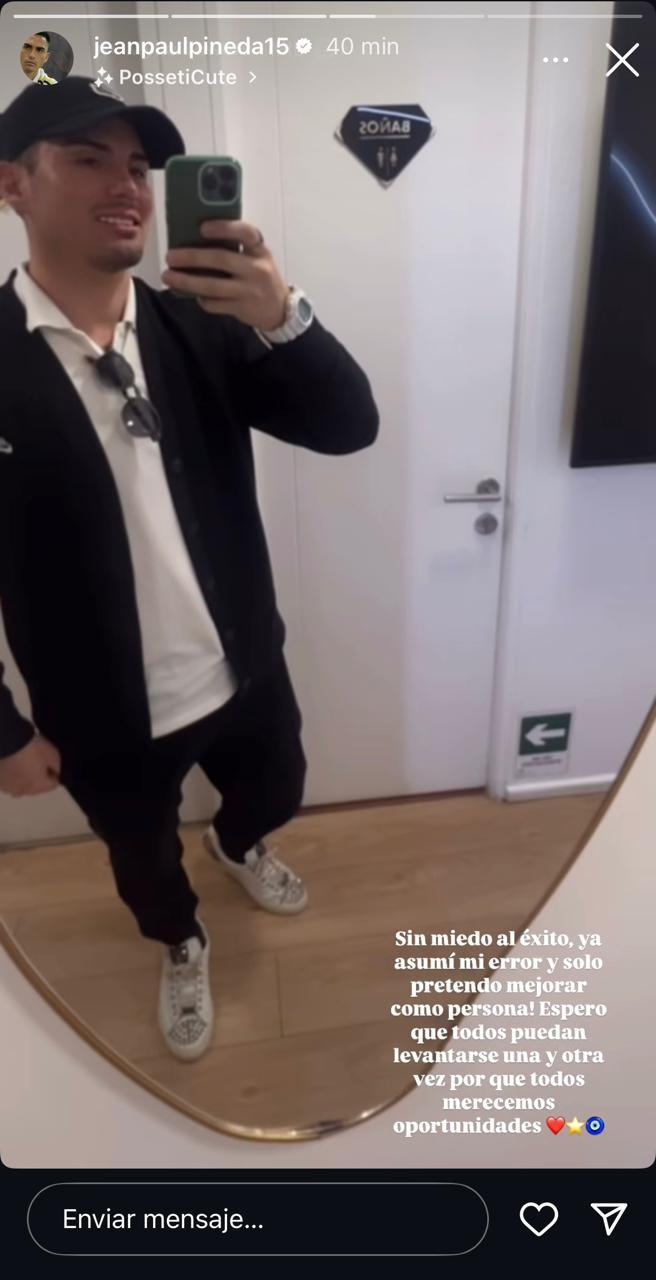 Jean Paul Pineda en su historia de Instagram.