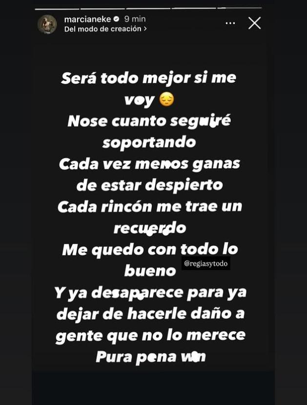 La preocupante historia que subió Marcianeke en las últimas horas - Captura