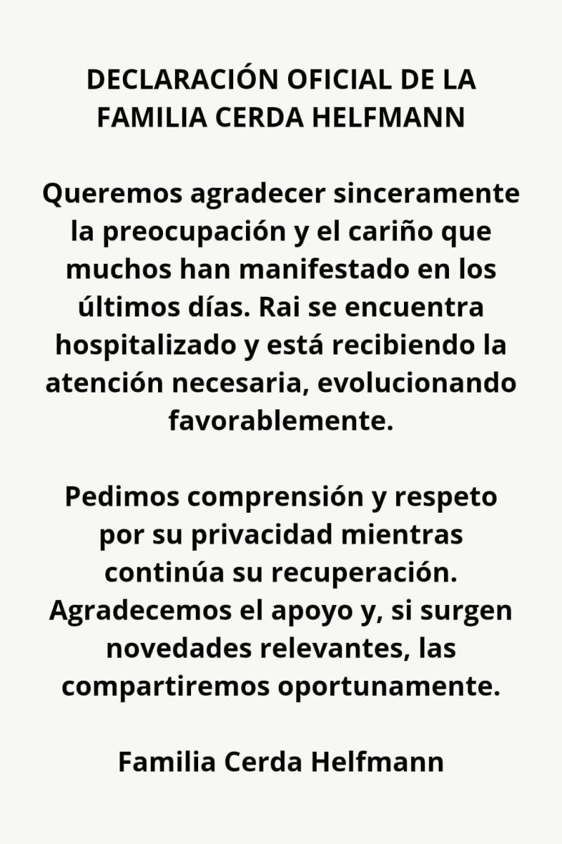 Comunicado de la familia Cerda Helmann