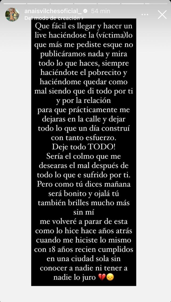 Anaís Vilches confirma su quiebre con Marcianeke con duro recado - Instagram