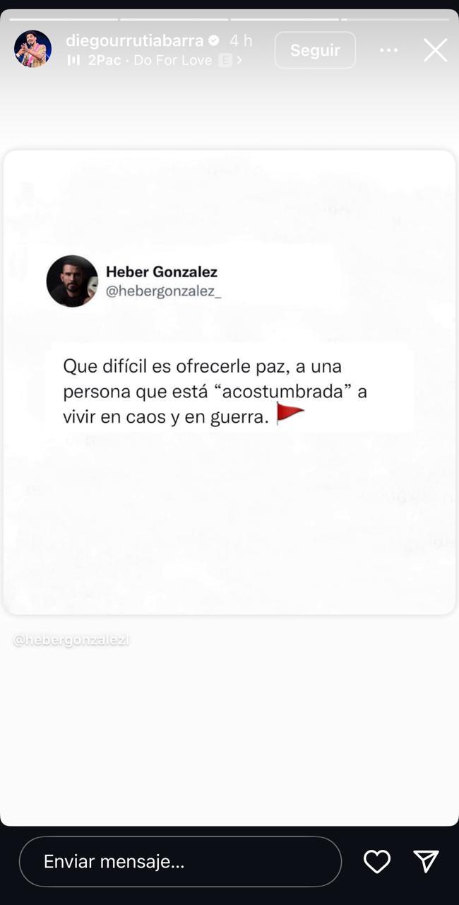 Diego Urrutia en sus historias de Instagram.