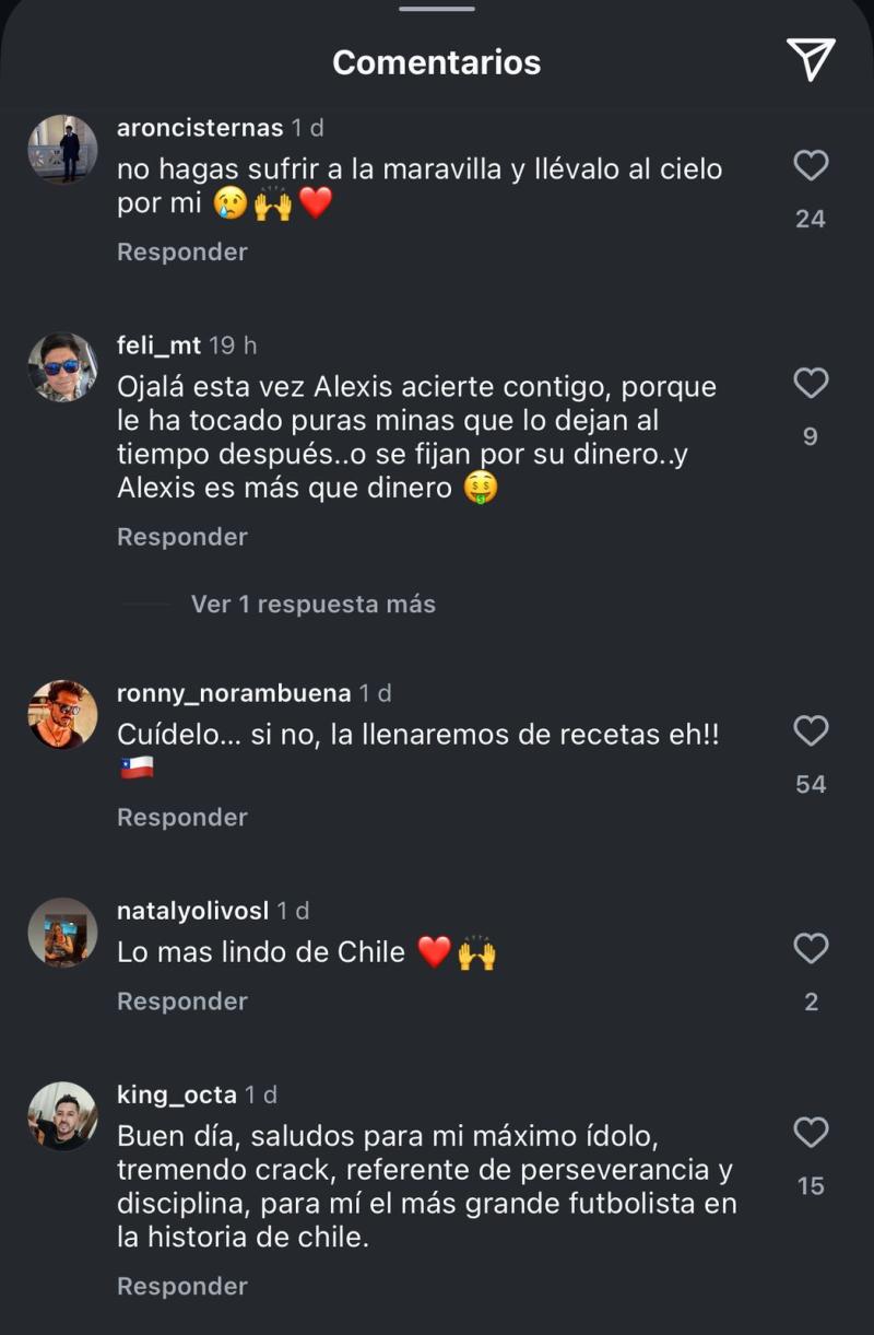 Comentarios que chilenos le dejaron a polola de Alexis Sánchez - Captura