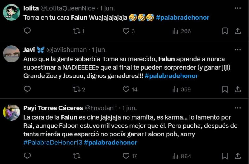 Publicaciones en X sobre Faloon