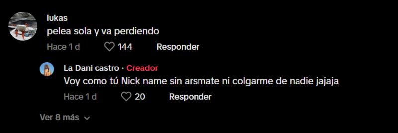 Las respuestas de Dani Castro a su Tiktok contra Ariel Uribe - Tiktok