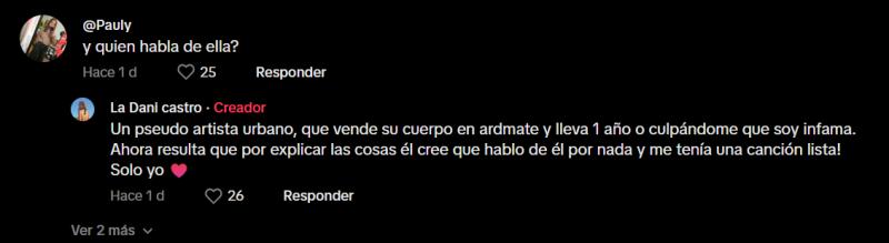 Las respuestas de Dani Castro a su Tiktok contra Ariel Uribe - Tiktok